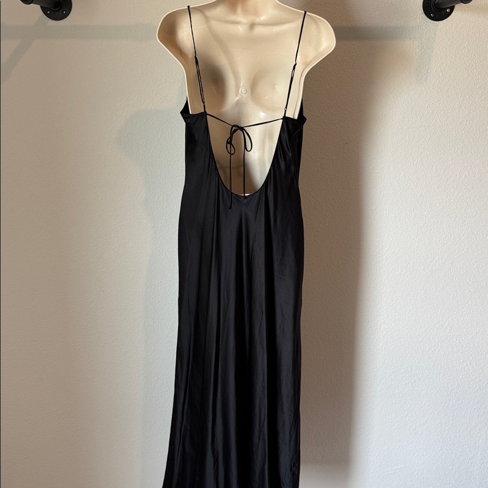 Victoria's Secret 90’s Vintage Long Black 100% Silk Slip Maxi Dress - Picture 3 of 5
